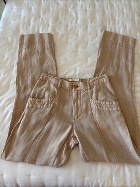 Nicole Miller Beige Linen Trousers